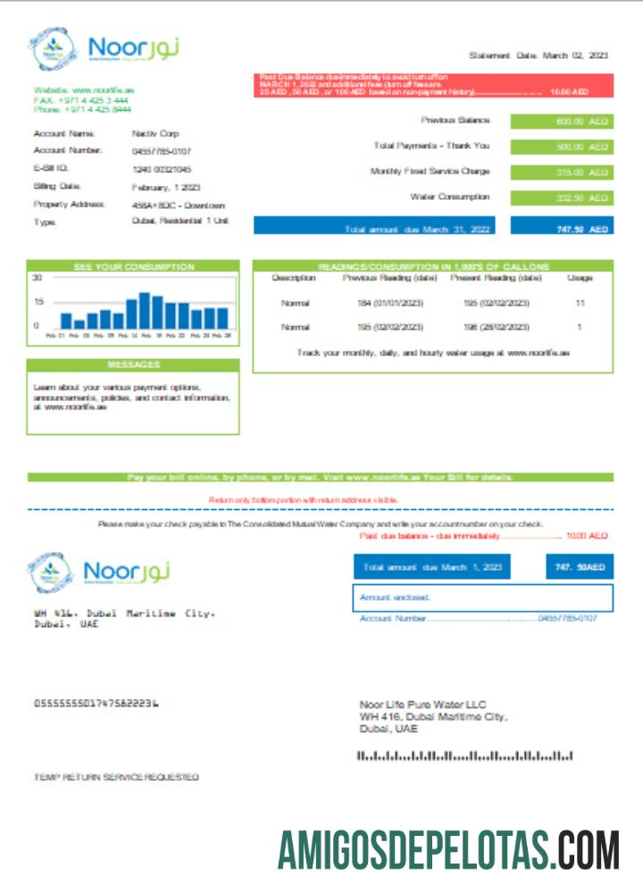 Projeto de lei de serviços públicos da Noor Life Pure Water LLC, SCR modelo